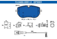 Brake pad set, disc brake 13.0480-5551.2 ATE