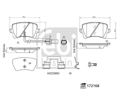 Brake Pad Set, disc brake 172168 FEBI, Image 2