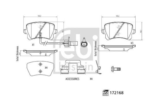 Brake Pad Set, disc brake 172168 FEBI, Image 2