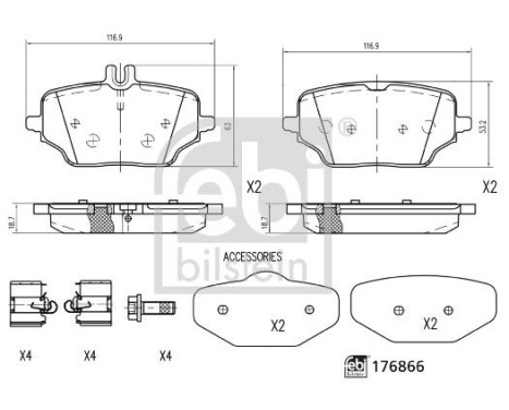 Brake pad set, disc brake 176866 FEBI