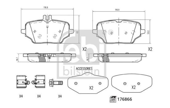 Brake pad set, disc brake 176866 FEBI