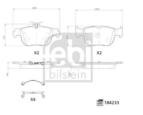 Brake pad set, disc brake 184233 FEBI
