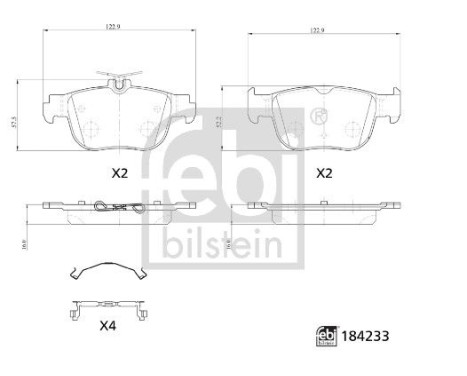 Brake pad set, disc brake 184233 FEBI, Image 2