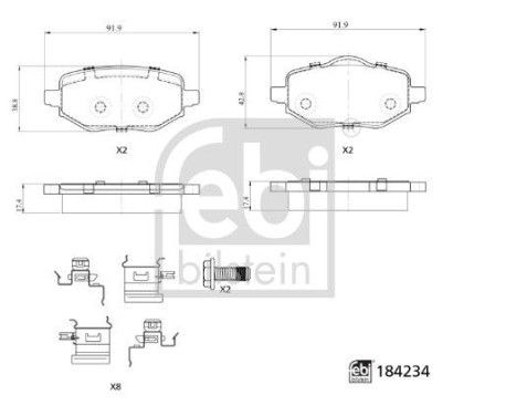 Brake pad set, disc brake 184234 FEBI