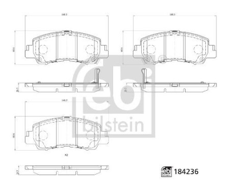 Brake pad set, disc brake 184236 FEBI, Image 2
