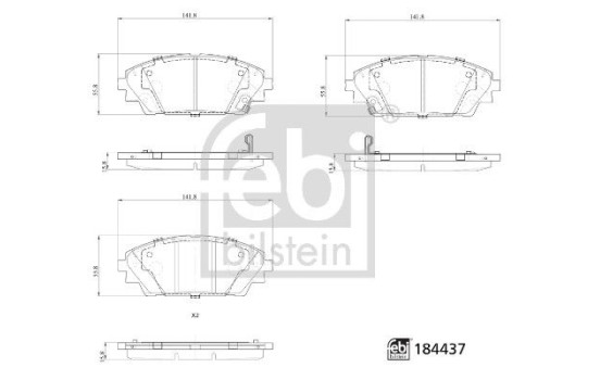 Brake pad set, disc brake 184437 FEBI