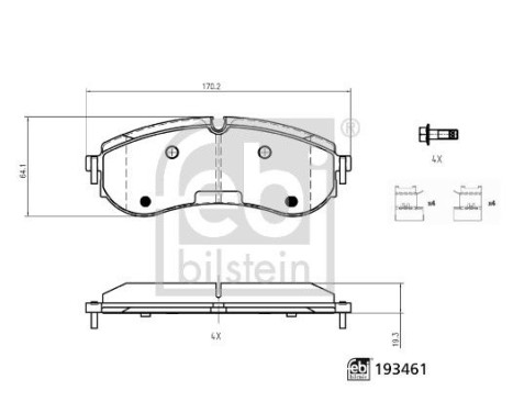 Brake pad set, disc brake 193461 FEBI