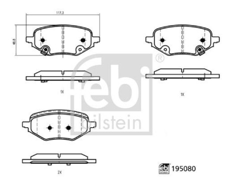 Brake pad set, disc brake 195080 FEBI