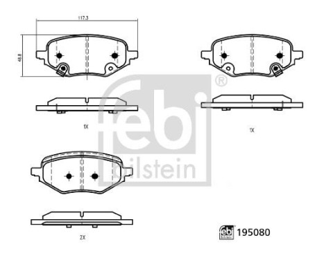Brake pad set, disc brake 195080 FEBI