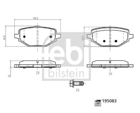Brake pad set, disc brake 195083 FEBI