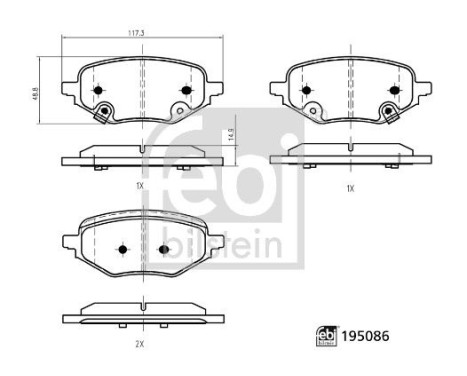 Brake pad set, disc brake 195086 FEBI Brake pad set, disc brake 195086 FEBI
