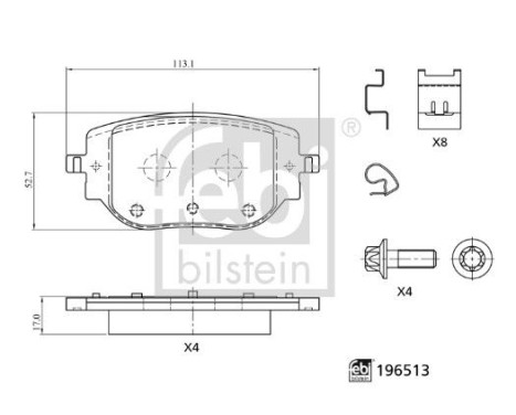 Brake pad set, disc brake 196513 FEBI
