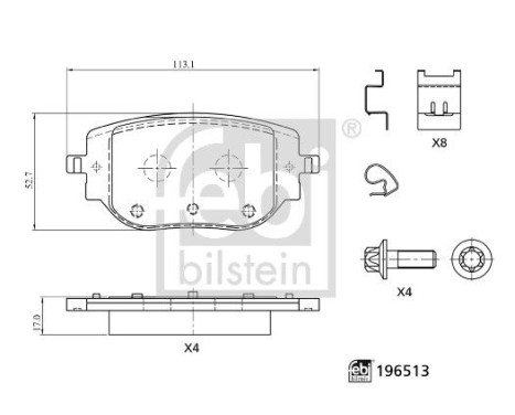 Brake pad set, disc brake 196513 FEBI
