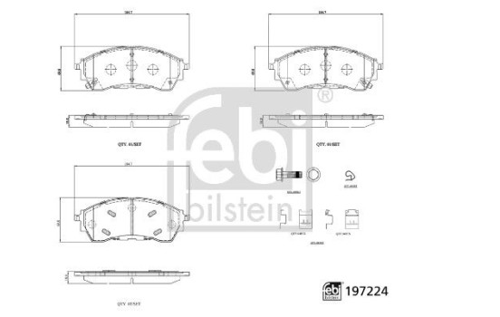 Brake pad set, disc brake 197224 FEBI