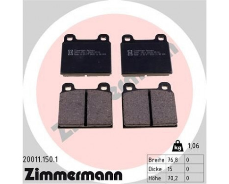 Brake Pad Set, disc brake 20011.150.1 Zimmermann, Image 2