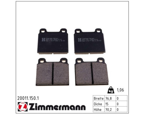 Brake Pad Set, disc brake 20011.150.1 Zimmermann, Image 2