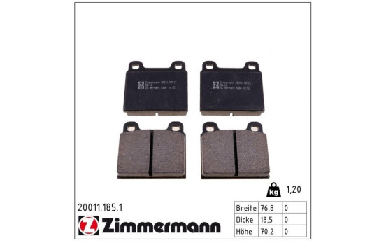 Brake Pad Set, disc brake 20011.185.1 Zimmermann, Image 2