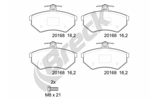 Brake pad set, disc brake 20168 00 701 00 Breck