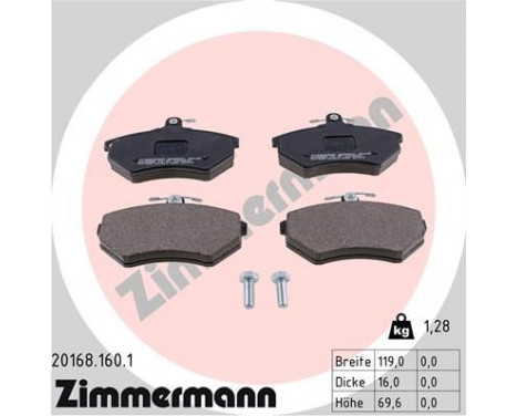 Brake Pad Set, disc brake 20168.160.1 Zimmermann, Image 2