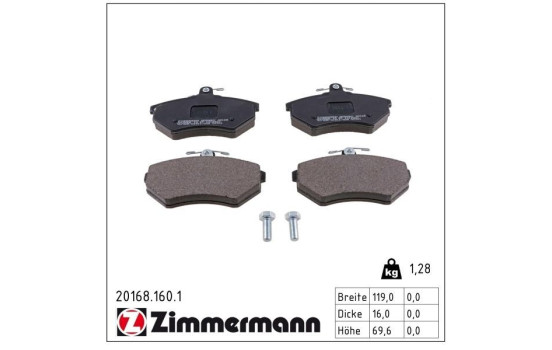 Brake Pad Set, disc brake 20168.160.1 Zimmermann, Image 2