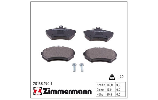 Brake Pad Set, disc brake 20168.190.1 Zimmermann, Image 2