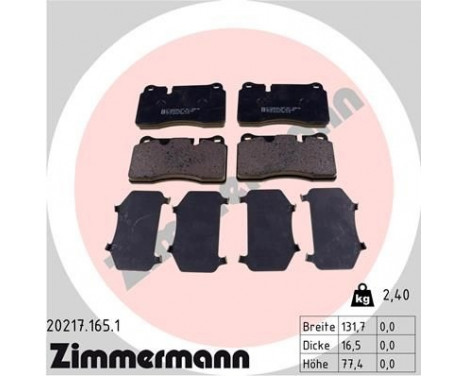 Brake Pad Set, disc brake 20217.165.1 Zimmermann, Image 2