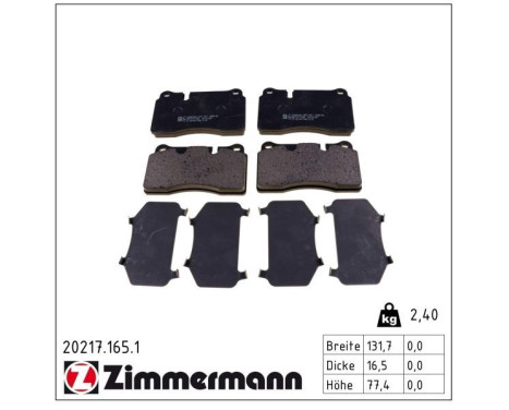 Brake Pad Set, disc brake 20217.165.1 Zimmermann, Image 2
