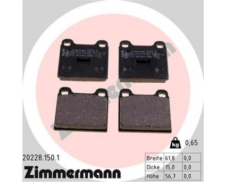 Brake Pad Set, disc brake 20228.150.1 Zimmermann, Image 2