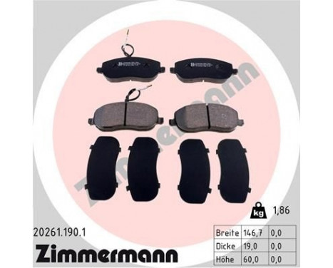 Brake Pad Set, disc brake 20261.190.1 Zimmermann, Image 2