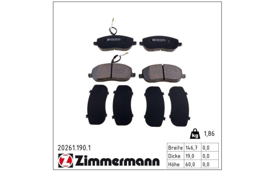 Brake Pad Set, disc brake 20261.190.1 Zimmermann, Image 2