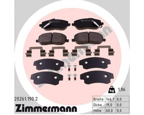 Brake Pad Set, disc brake 20261.190.2 Zimmermann, Image 2