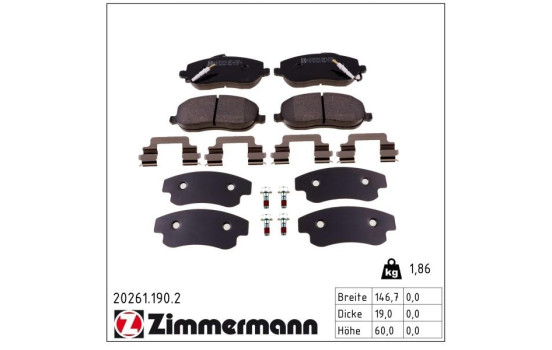 Brake Pad Set, disc brake 20261.190.2 Zimmermann, Image 2