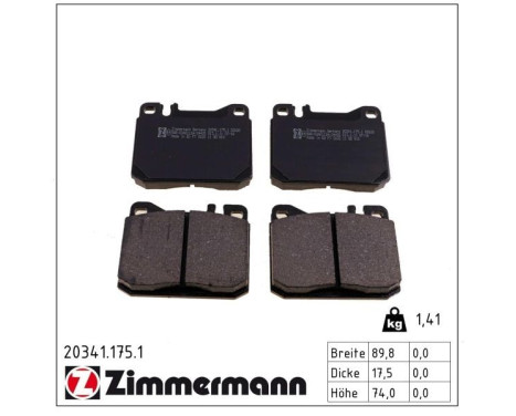 Brake Pad Set, disc brake 20341.175.1 Zimmermann, Image 2