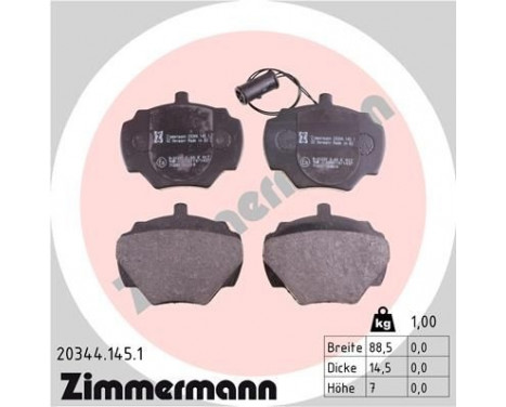 Brake Pad Set, disc brake 20344.145.1 Zimmermann