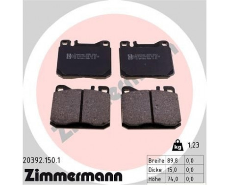 Brake Pad Set, disc brake 20392.150.1 Zimmermann, Image 2