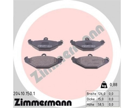 Brake Pad Set, disc brake 20410.150.1 Zimmermann, Image 2