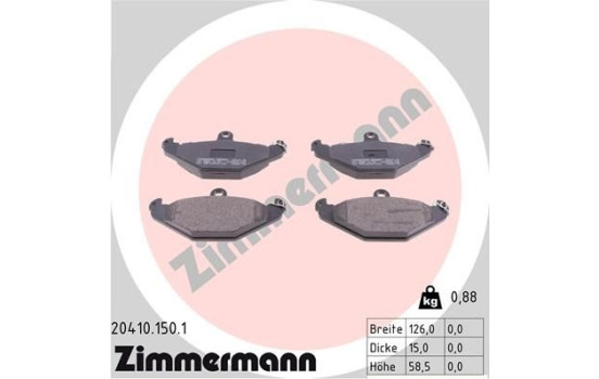 Brake Pad Set, disc brake 20410.150.1 Zimmermann, Image 2