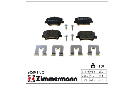 Brake Pad Set, disc brake 20510.175.2 Zimmermann