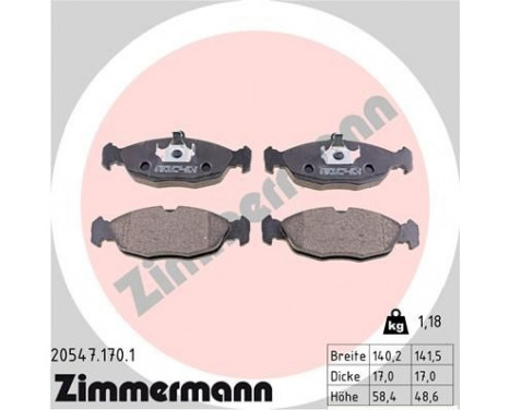 Brake Pad Set, disc brake 20547.170.1 Zimmermann, Image 3