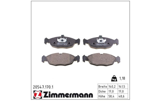 Brake Pad Set, disc brake 20547.170.1 Zimmermann, Image 3