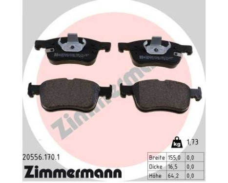 Brake pad set, disc brake 20556.170.1 Zimmermann
