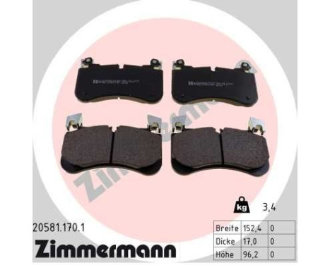 Brake pad set, disc brake 20581.170.1 Zimmermann