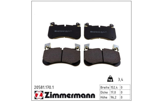 Brake pad set, disc brake 20581.170.1 Zimmermann