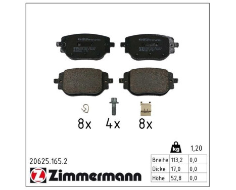 Brake pad set, disc brake 20625.165.2 Zimmermann