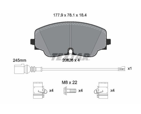 Brake pad set, disc brake 2062601 Textar