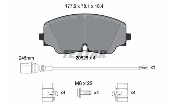Brake pad set, disc brake 2062601 Textar