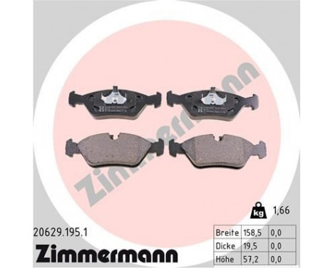 Brake Pad Set, disc brake 20629.195.1 Zimmermann, Image 2