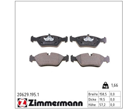 Brake Pad Set, disc brake 20629.195.1 Zimmermann, Image 2