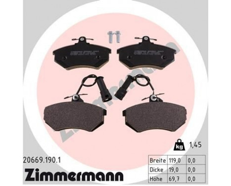 Brake Pad Set, disc brake 20669.190.1 Zimmermann, Image 2