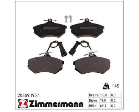 Brake Pad Set, disc brake 20669.190.1 Zimmermann, Image 2